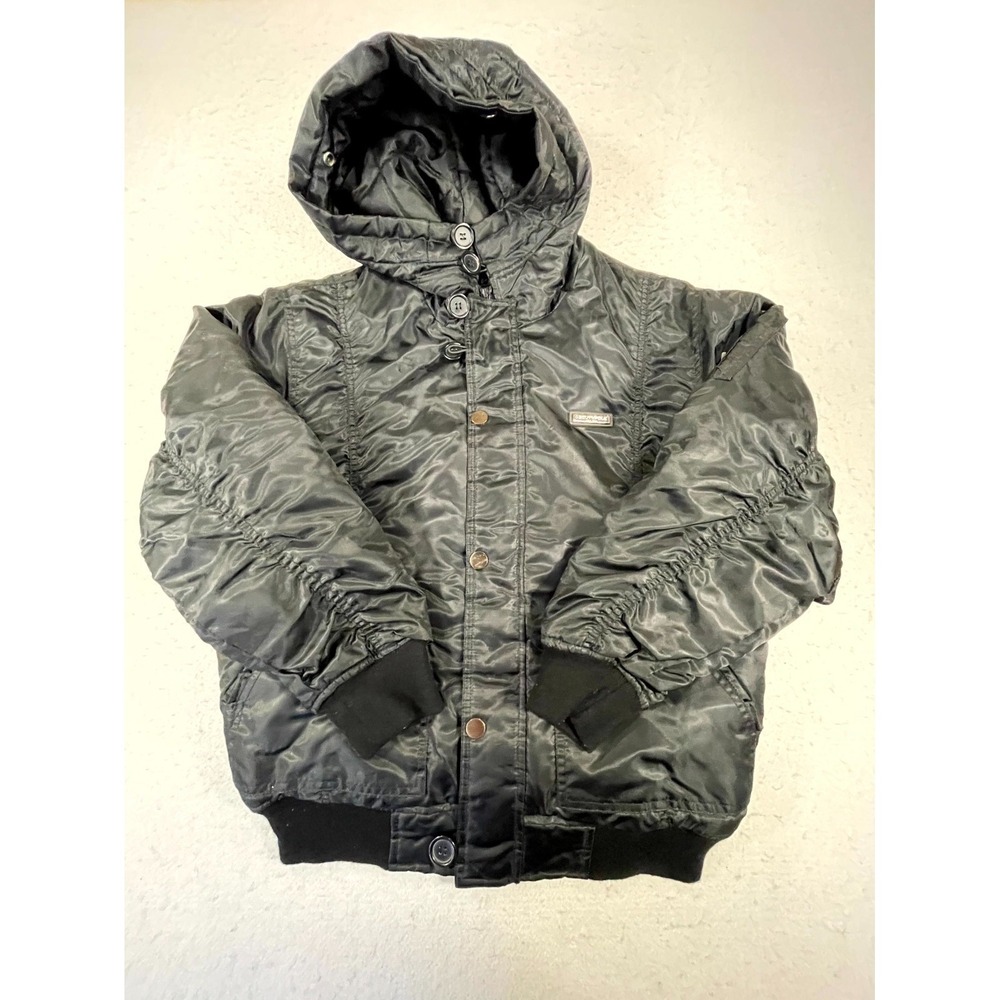 Southpole Puffer Jacket Youth M(12-14) Black Full Zip Hooded Thermal Insulation
